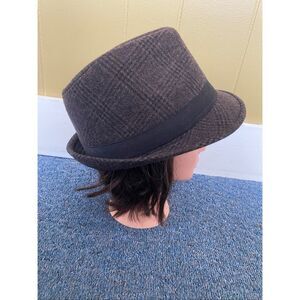 Blue Crown L/XL Men wool polyester blend fedora hat men brown black plaid